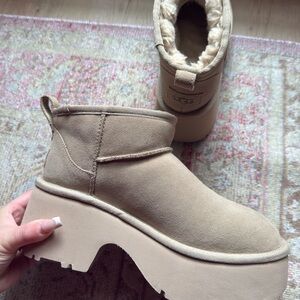 UGG Women's Beige Platform Winter Boots